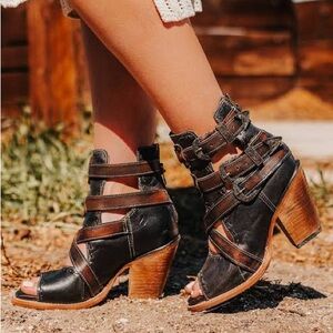 Freebird The Revenant - Strappy Black and Brown Women's Heeled Sandals